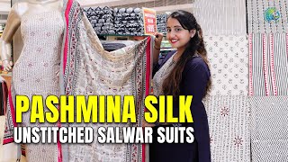 Stylish And Comfortable Pashmina Silk Unstitched Salwar Suits  Mahalekshmi Silks [upl. by Redd243]