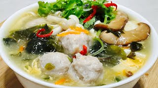 A thick soup chinese style with rustic amp tasty ingredients homemade pork meat balls Ala Grandma [upl. by Nosduh922]