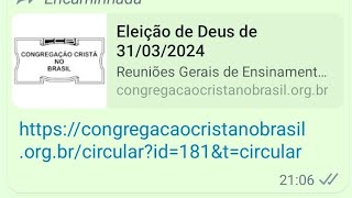 Leitura da Circular 181 CCB ELEIÃ‡ÃƒO DE DEUS  RGE 2024 [upl. by Vera]