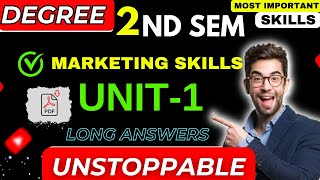 Marketing skills Unit1 Long answer questions with pdf  2nd sem skill papers [upl. by Lobel]