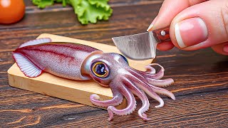 Golden Butter Garlic Mini Squids 🦑 Crispy Tiny Calamari Recipe  ASMR Miniature Seafood Cooking [upl. by Hutt294]