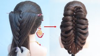 modern hairstyle for saree  easy hairstyle with trick [upl. by Nuoras]