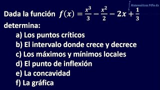 Puntos críticos crece y decrece máximos y mínimos locales inflexión y concavidad de una función 1 [upl. by Ynafit963]