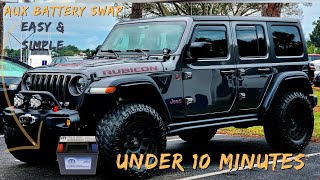 How to Quickly Replace The Jeep Wrangler JL amp Gladiator 36L Auxiliary Battery V6  Very Easy [upl. by Amorita]