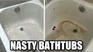 HOW TO REPAIR amp REGLAZE TWO NASTY BATHTUBS  BATHTUB REGLAZING amp CHIP REPAIR  DP TUBS [upl. by Ennalorac253]