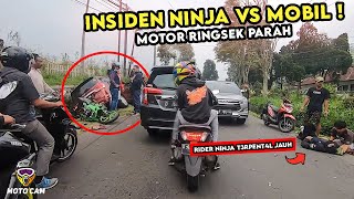 Sunmori Crash NINJA VS MOBIL Gara2 Kurang Fokus  Insiden Ngabers VS Ojol [upl. by Aieken]