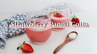 Strawberry Panna Cotta 🍓草莓意式奶冻 VEGAN 简单快手甜点 [upl. by Graaf]