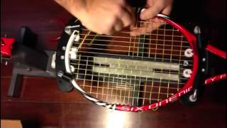 How to replace broken cross tennis string in a hybrid setup  TennisThiscom [upl. by Abrahan]