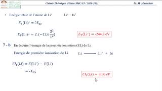 Chimie Théorique S5 Série 2 TD6 [upl. by Lehcem]