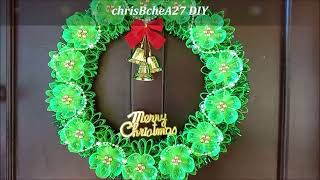 DIY Elegant Christmas Wreath From Recycled Plastic bottles [upl. by Goldwin]