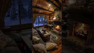 Sleep in a Cozy Snowy Cabin  Winter Ambience with Crackling Fireplace Sounds and Relaxing Snow [upl. by Leboff732]