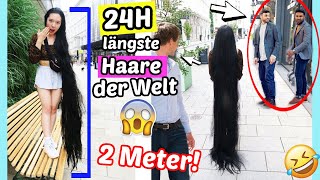 PEINLICH 24 Stunden die LÄNGSTEN HAARE der Welt tragen in der Stadt Hamburg mit BFF amp sie färben [upl. by Cichocki720]