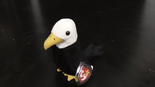 TY BEANIE BABIES 1996 BALDY THE BALD EAGLE BIRD PLUSH REVIEW [upl. by Ellenoj]