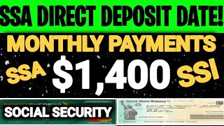 SSA DIRECT DEPOSIT DATE 1400 MONTHLY PAYMENTS COMING ON 1ST NOVEMBER SOCIAL SECURITY SSI SSDI VA [upl. by Jerome]