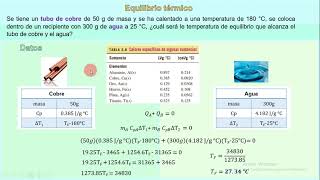 Equilibrio térmico y EJERCICIO resuelto PASO a PASO [upl. by Mcclimans]