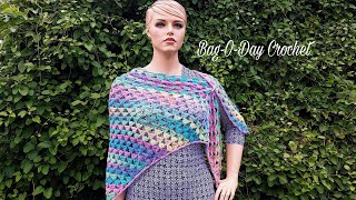 How to crochet a shawl  Cool summer nights  Bag o day crochet tutorial 398 [upl. by Hoffmann291]