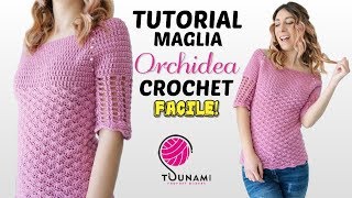 TUTORIAL MAGLIA UNCINETTO TOP DOWN  quotOrchideaquot Crochet Sweater [upl. by Audris626]