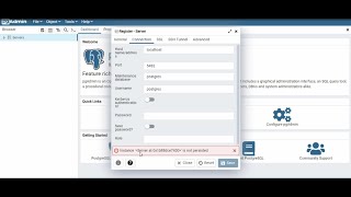 PgAdmin cannot Register New Server Instance Server At Is Not Persisted [upl. by Hittel]