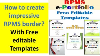 RPMS Free Editable Templates Direct Google Drive Link  Updated SY 20212022 [upl. by Sandye]