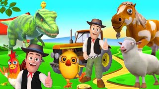 Pollito pìo 3d  Los Pollitos dicen pìo pìo  El Dinosaurio y Tractor  El Tractor008 [upl. by Ajnot671]