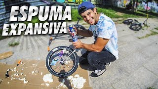 HINCHAMOS LA RUEDA DE MI BMX CON ESPUMA EXPANSIVA  Espuma de poliuretano [upl. by Cesya]