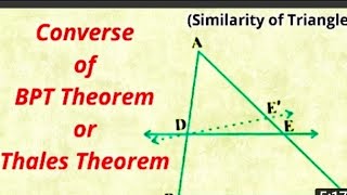 10th Class PROOF OF CONVERSE OF BASIC PROPORTIONALITY THEOREM BPT [upl. by Norvell]