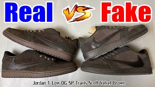 Real VS Fake Air Jordan 1 Low OG SP Travis Scott Velvet Brown Review From Supkicks [upl. by Jens]