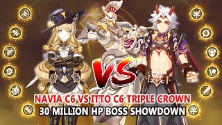 Navia C6 vs Itto C6 Triple Crown 30 Million HP Boss Showdown  48 Abyss The Geo Era [upl. by Masuh]