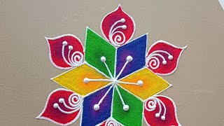 Diwali rangoli design Festival rangoli designs New Rangoli for diwali Simple rangoli design [upl. by Rayna341]