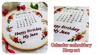 Calendar embroidery hoop art 🗓️ Hand embroidery ✨ Birthday gift Ideas 🎁 Bits of Threads embroidery [upl. by Ttnerb570]