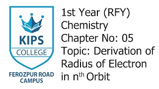 Derivation of Radius of Electron in nth Orbit  1st Year Chemistry  Chapter no 05 [upl. by Atilal]