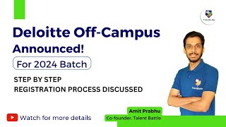 2024 Batch Deloitte OffCampus Hiring  StepbyStep Registration Process [upl. by Karp]