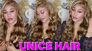 💥HANDS DOWN D BEST💥Unice ByeBye knots 7x5 Glueless Honey Blonde Body Wave With Bleached Clean Knots [upl. by Artnoed925]