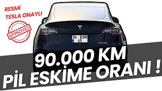 90000 KM TESLA Onaylı Pil Eskime Oranı [upl. by Buzz]