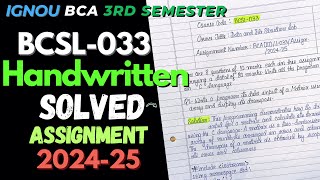 BCSL033 HANDWRITTEN Solved Assignment 202425  IGNOU BCA 3rd Semester Handwritten Assignment 2024 [upl. by Sueahccaz]