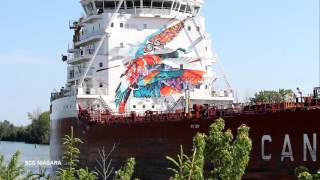 The Sea Keeper Mural on the CSL StLaurent Cargo Ship  Welland Canal ST CATHARINES [upl. by Anela425]