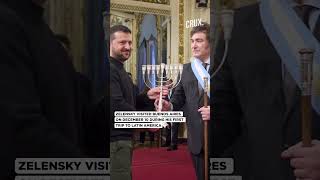 Zelensky Gets Menorah Gift From Argentinas New President Milei [upl. by Yetta810]