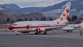 SkyService Business Aviation Boeing 73753A at Kamloops Airport [upl. by Esilana]