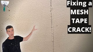 Drywall Repair Fixing a classic MESH TAPE CRACK [upl. by Nod]