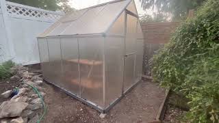 Outsunny 8 L x 6 W Walk in Polycarbonate Greenhouse with Roof Vent for Ventilation amp Rain Gutter [upl. by Mak803]