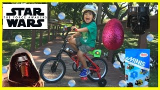 Ryan Ride Bike in the Park while opening surprise Eggs [upl. by Nahsyar]