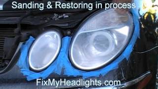 Quick Way To Restore Your Car Oxidize Plastic Headlights Mercedes E320 Miami FL [upl. by Margareta83]