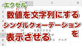 エクセル【無音】シングルクォーテーションを表示させる 数値を文字列で表示する【忘れたときに見るエクセルの備忘録】h14 [upl. by Phil]