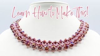 Learn How to Make This Stunning Laced Crystal Netted Necklace [upl. by Hulen363]