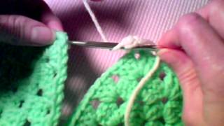 How to Crochet  Join Granny Squares using Double Crochet Stitches [upl. by Gisele731]