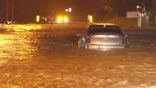 Texas flooding High waters submerge vehicle in Everman [upl. by Ronni]