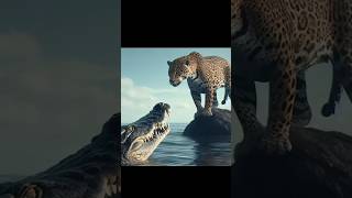 Jaguar surprising a caiman in pantanalfyp pantanal jaguai wildlife nature natureza animal [upl. by Lilac]