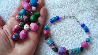 Paper Beads From Crepe Paper Streamers colorful paper jewelry make beads beading bracelet [upl. by Kcira903]