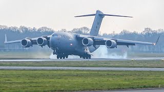 4K RCAF C17 LOUD landing at Groningen airport Eelde  The FIRST ever C17 at this airport [upl. by Ecylahs]