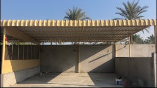 Simple garage canopy design with tubular steel truses and color roof… [upl. by Dory]